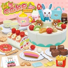 NC Play house game birthday cake with candle DIY cutting decoration party game food toy set kitchen toy