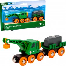BRIO World - 33698 Ming crane four-wheeler set | 4 pieces of train accessories and crane toys